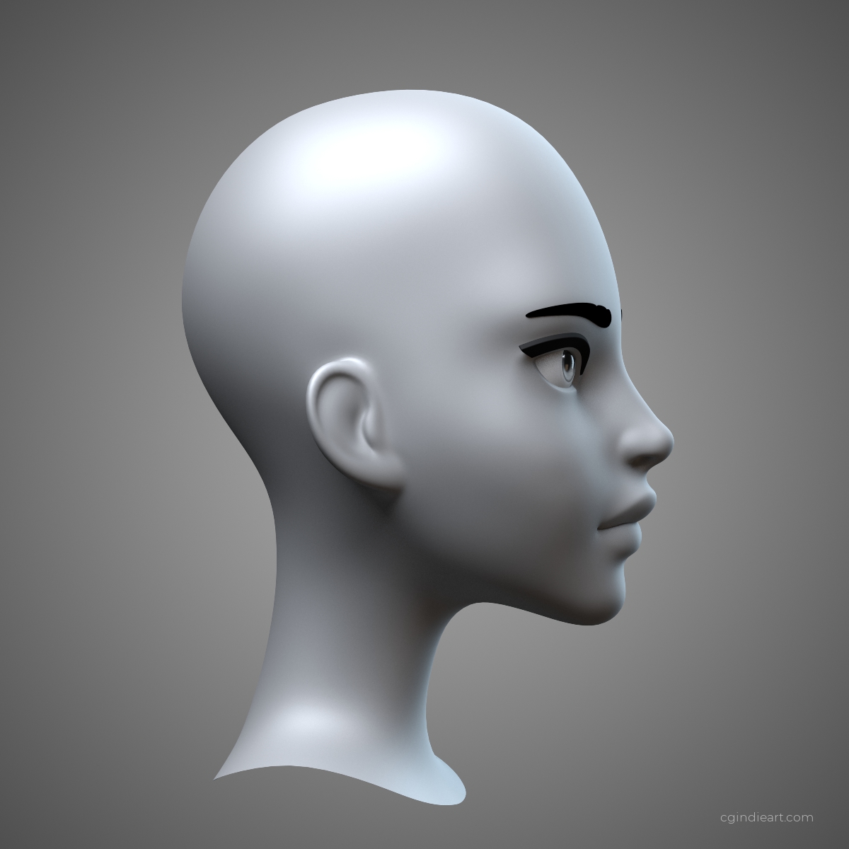 Cartoon Female Head 3d model