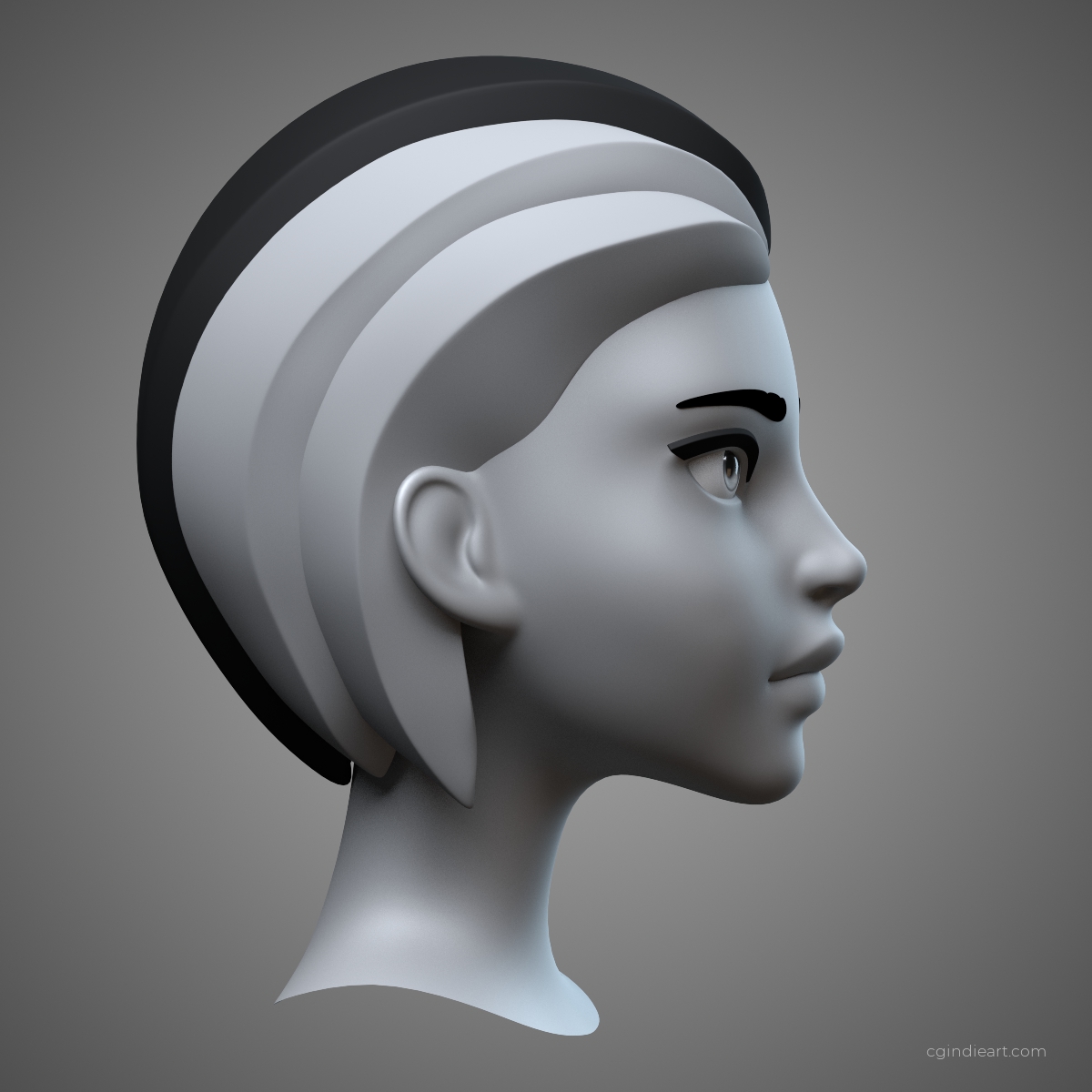 Cartoon Female Head 3d model