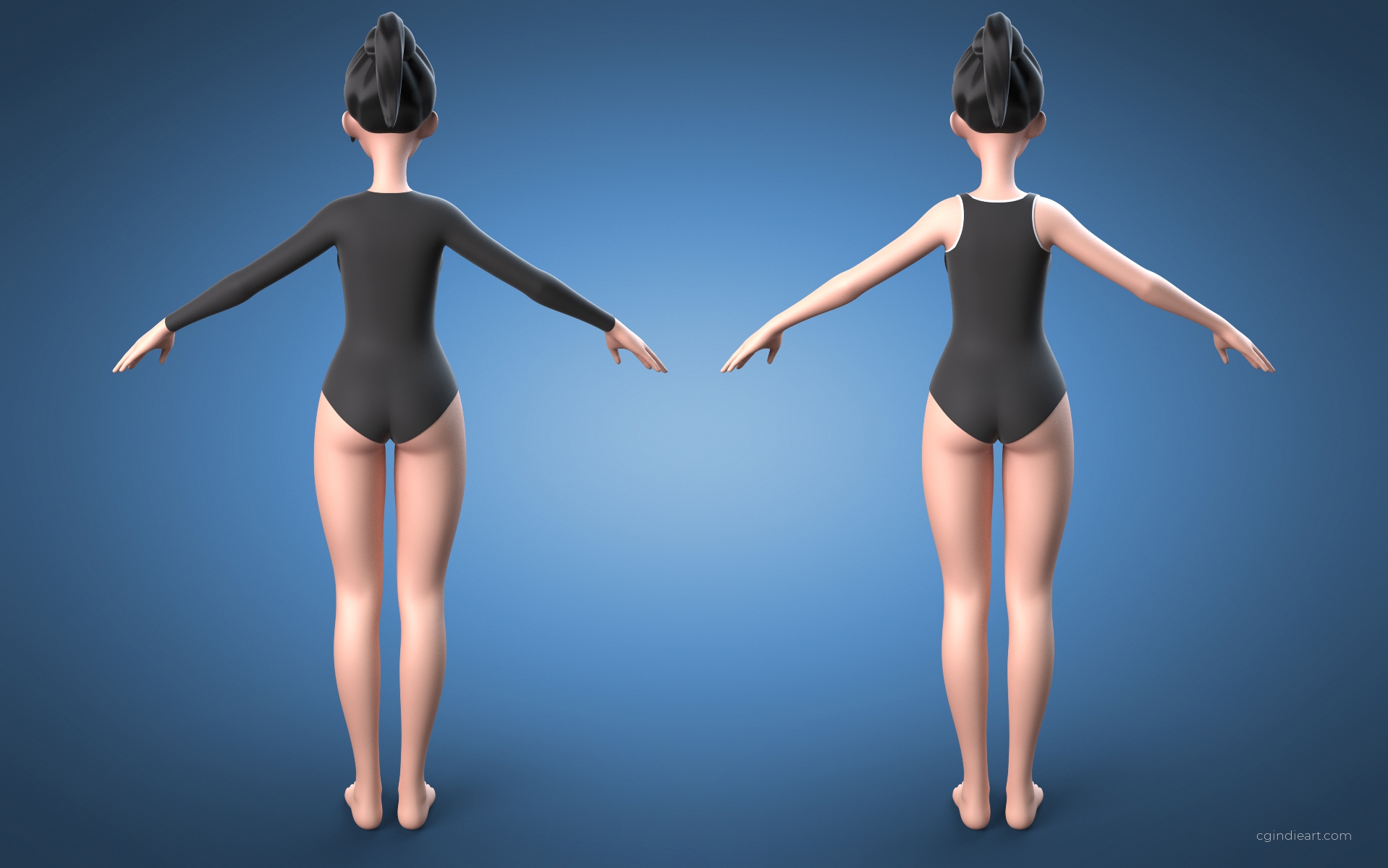 Cartoon sport girl with modular clothing 3d model